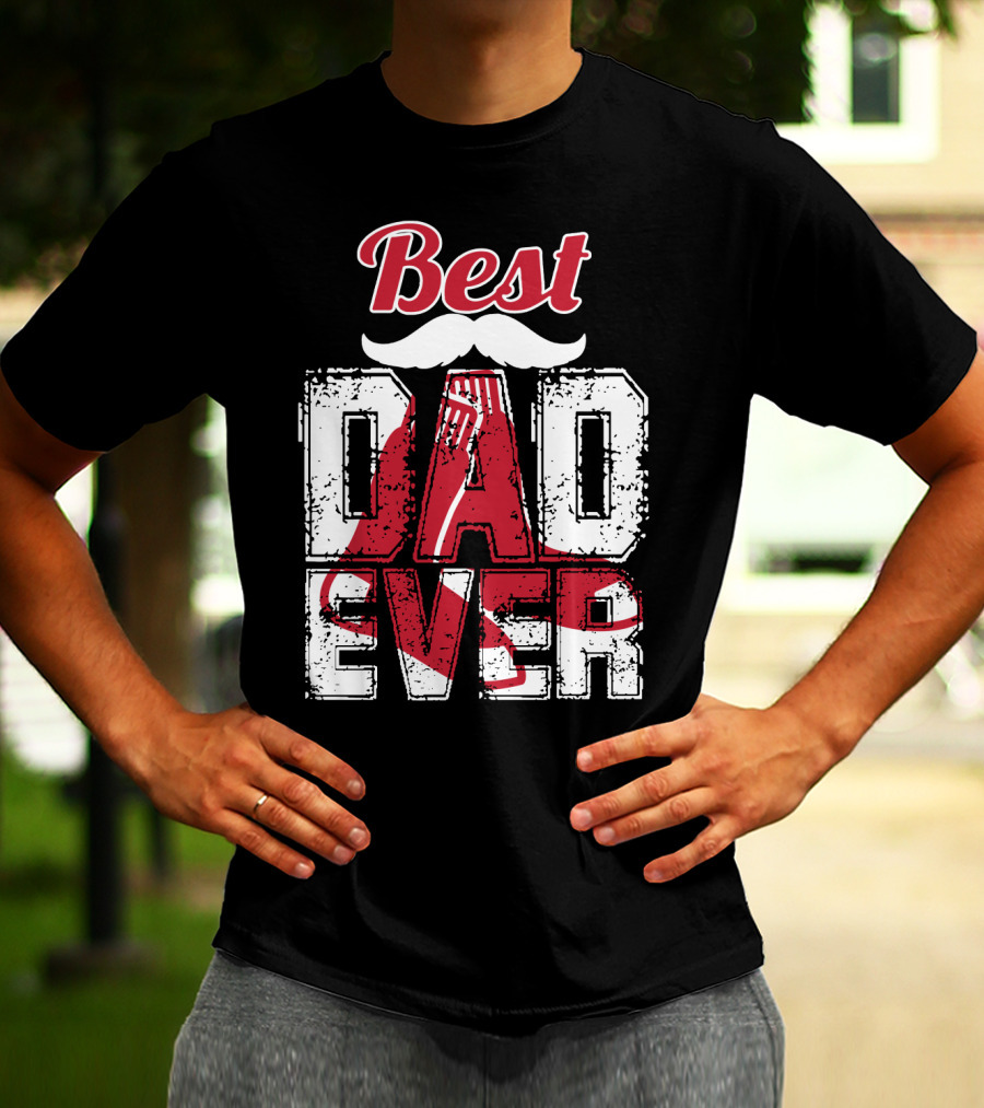 Best Dad Ever Red Sox Logo Moustache T-Shirt