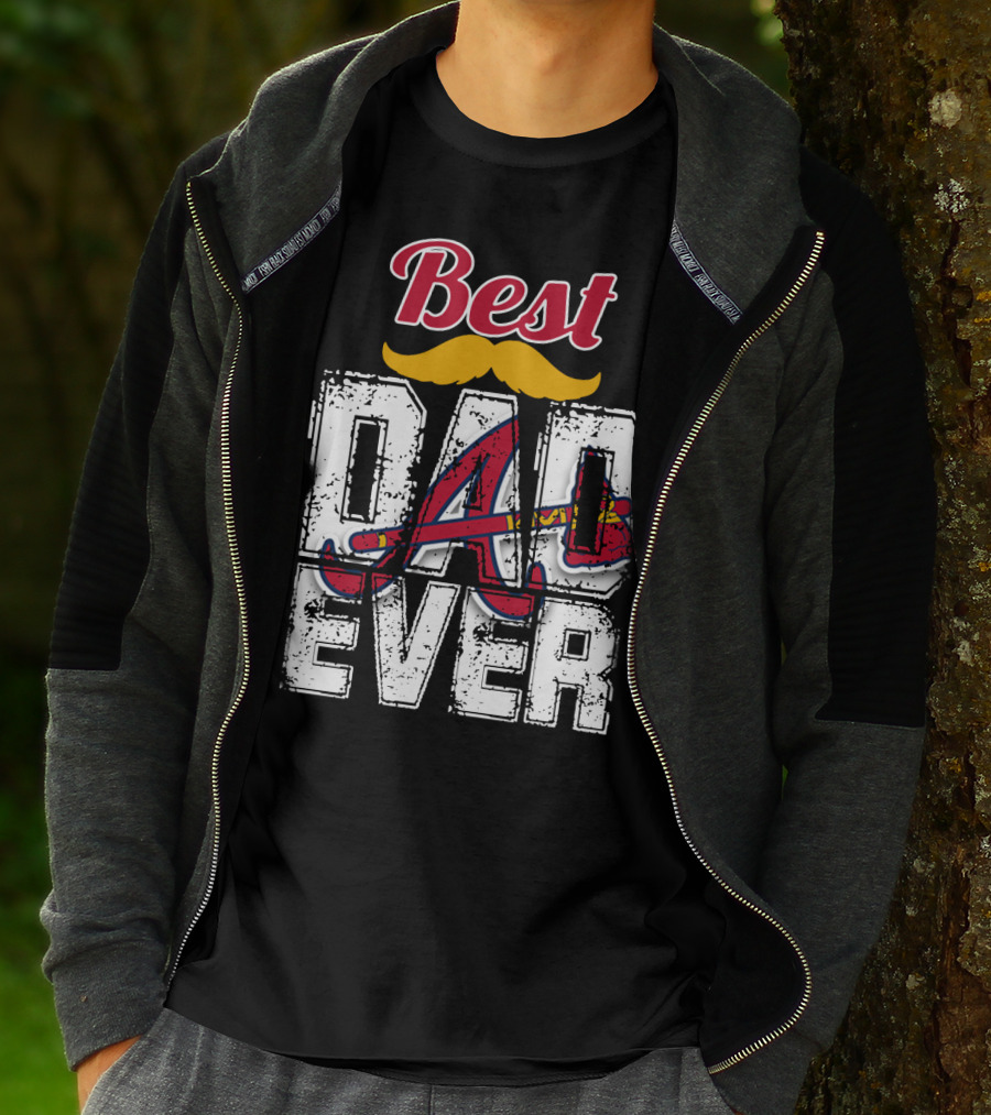 Best Dad Ever Braves A Logo Moustache T-Shirt