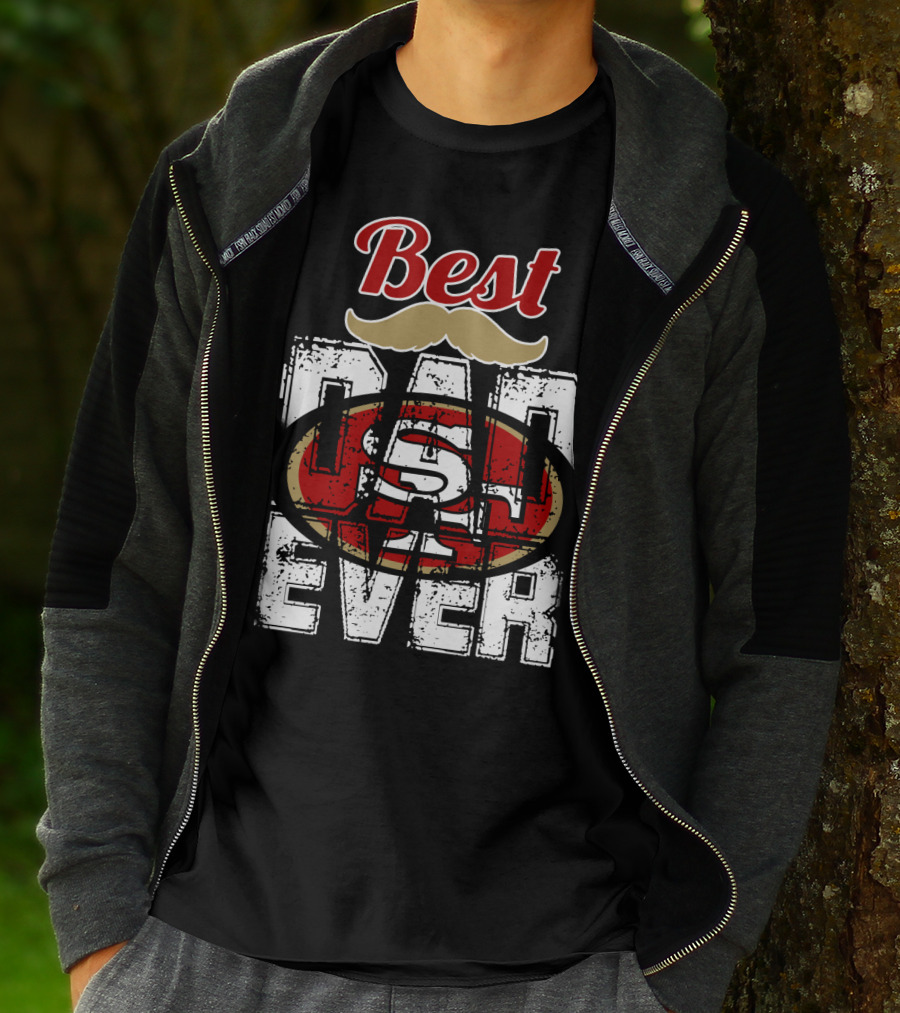 Best Dad Ever 49ers Logo Mustache T-Shirt