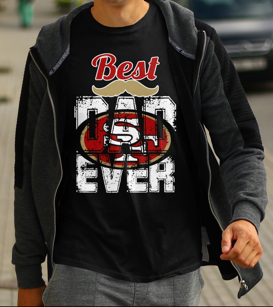 Best Dad Ever 49ers Logo Mustache T-Shirt