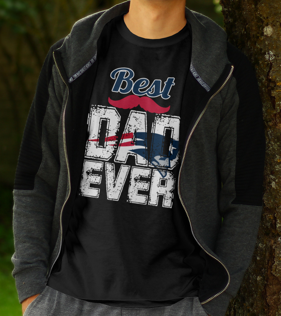 Best Dad Ever Patriots Logo Moustache T-Shirt