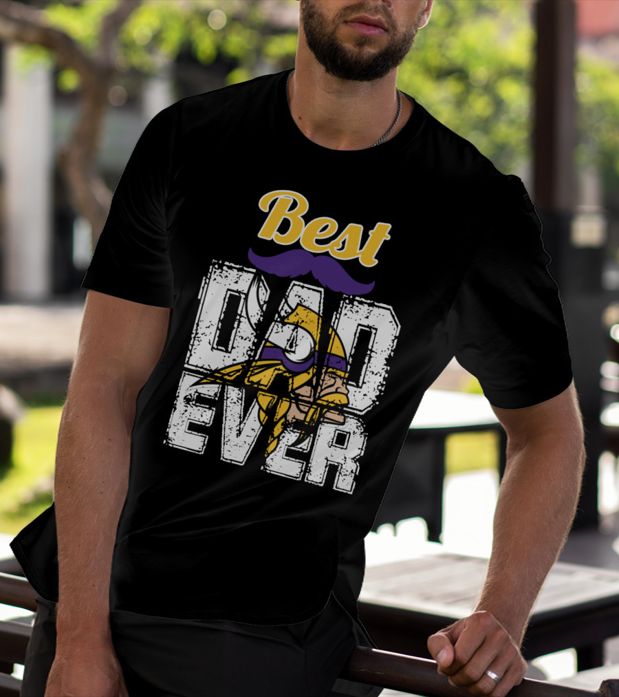 Best Dad Ever Viking Helmet Mustache T-Shirt