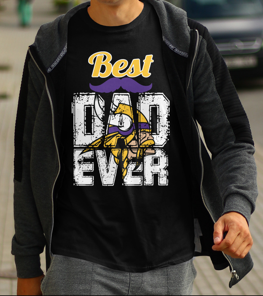 Best Dad Ever Viking Helmet Mustache T-Shirt