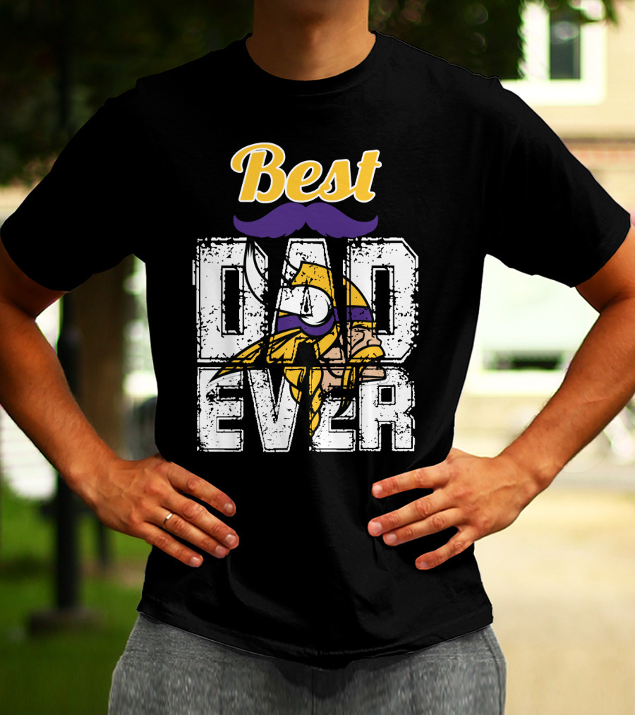 Best Dad Ever Viking Helmet Mustache T-Shirt