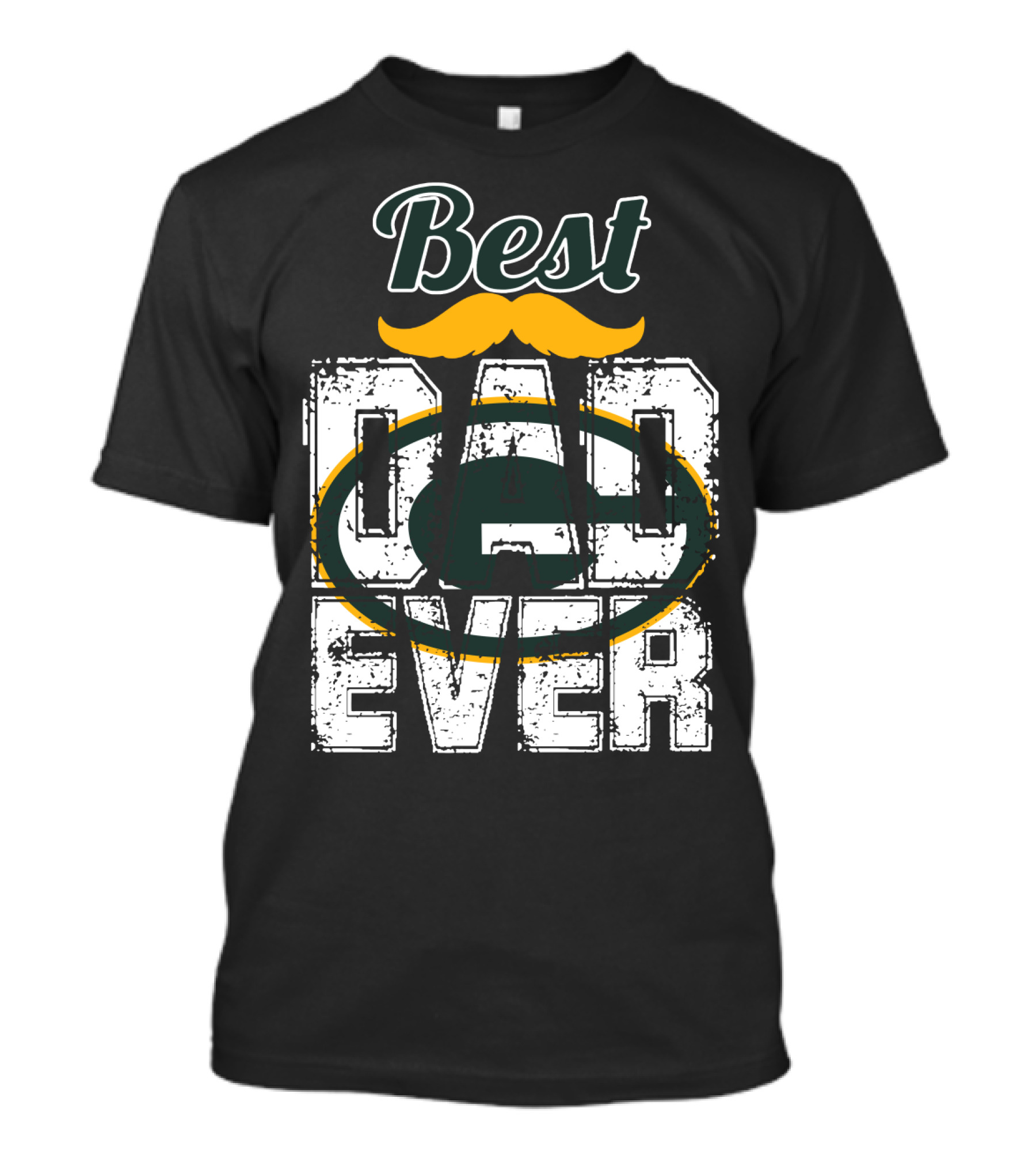 Best Dad Ever Packers Fan Mustache T-Shirt