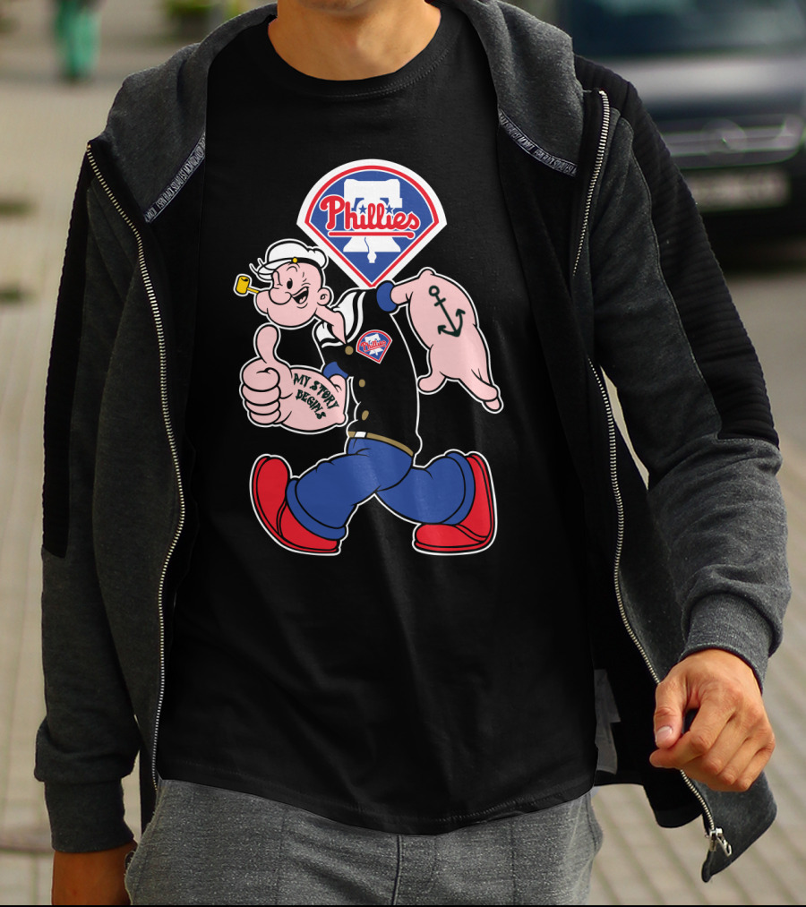 Phillies Popeye Thumbs Up Phillies Logo Retro Style T-Shirt