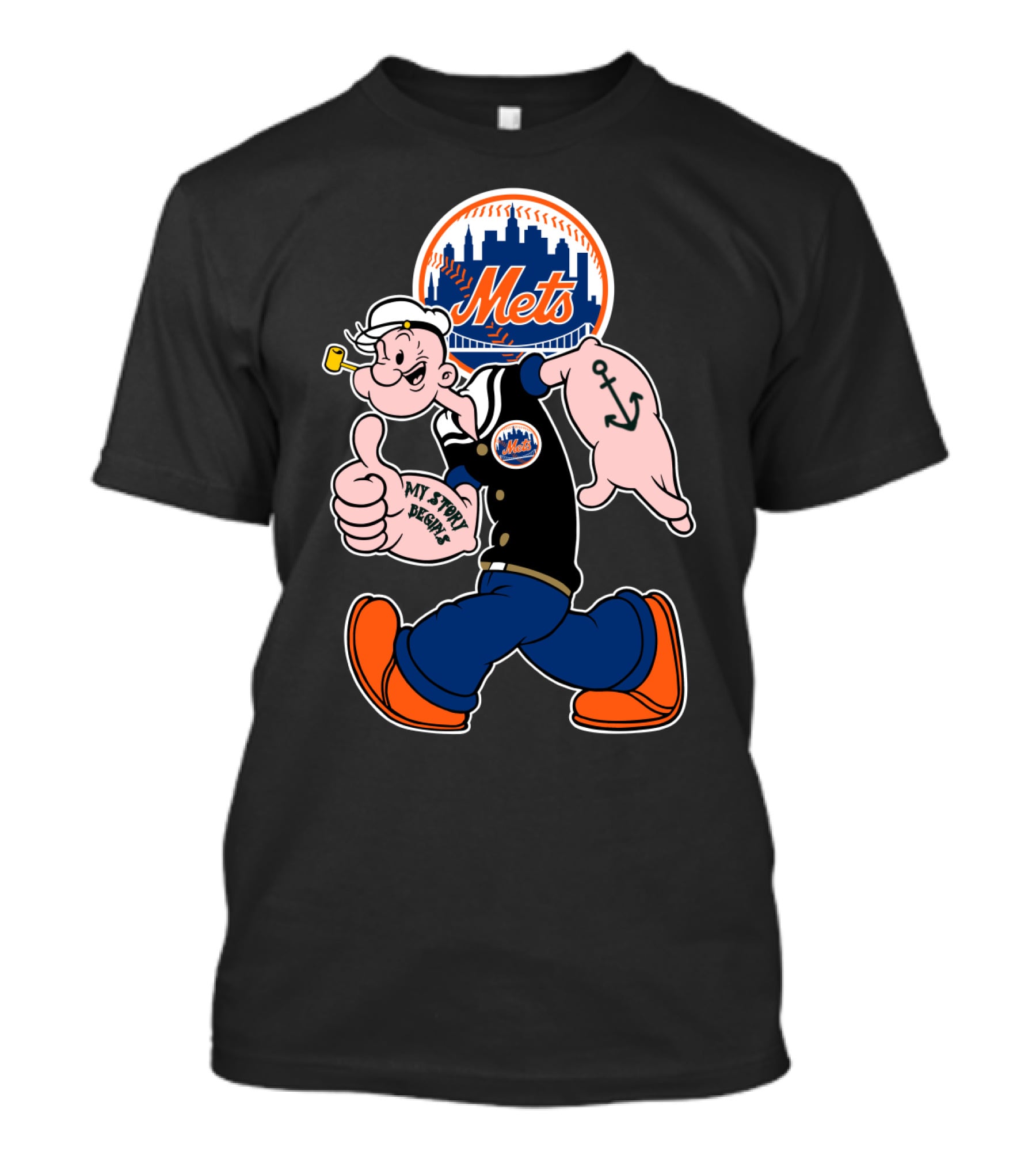 Popeye Mets City Logo Thumbs Up Sailor Anchor T-Shirt