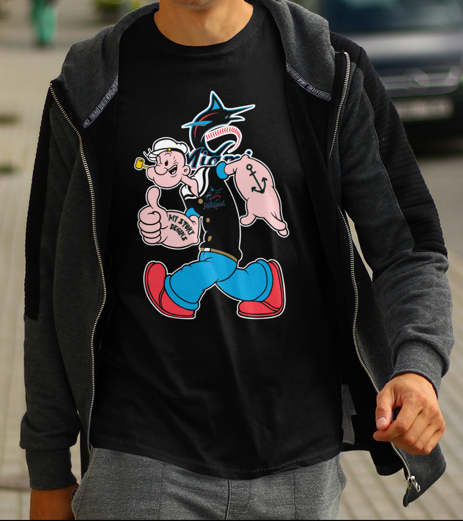 Miami Marlins Popeye Mt Stewart Begley T-Shirt