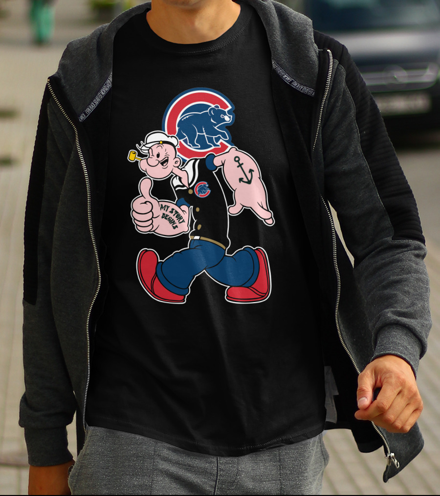 Chicago Cubs Popeye Cartoon Crossover T-Shirt
