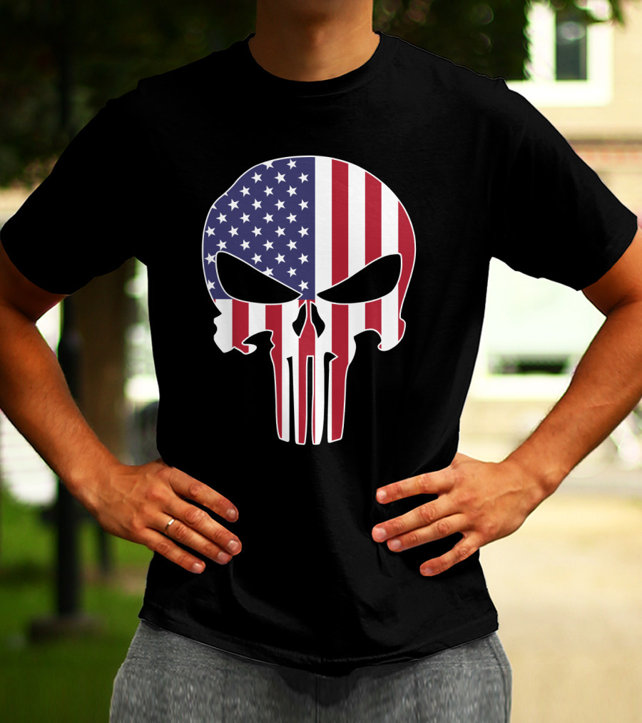 The Punisher Skull American Flag T-Shirt