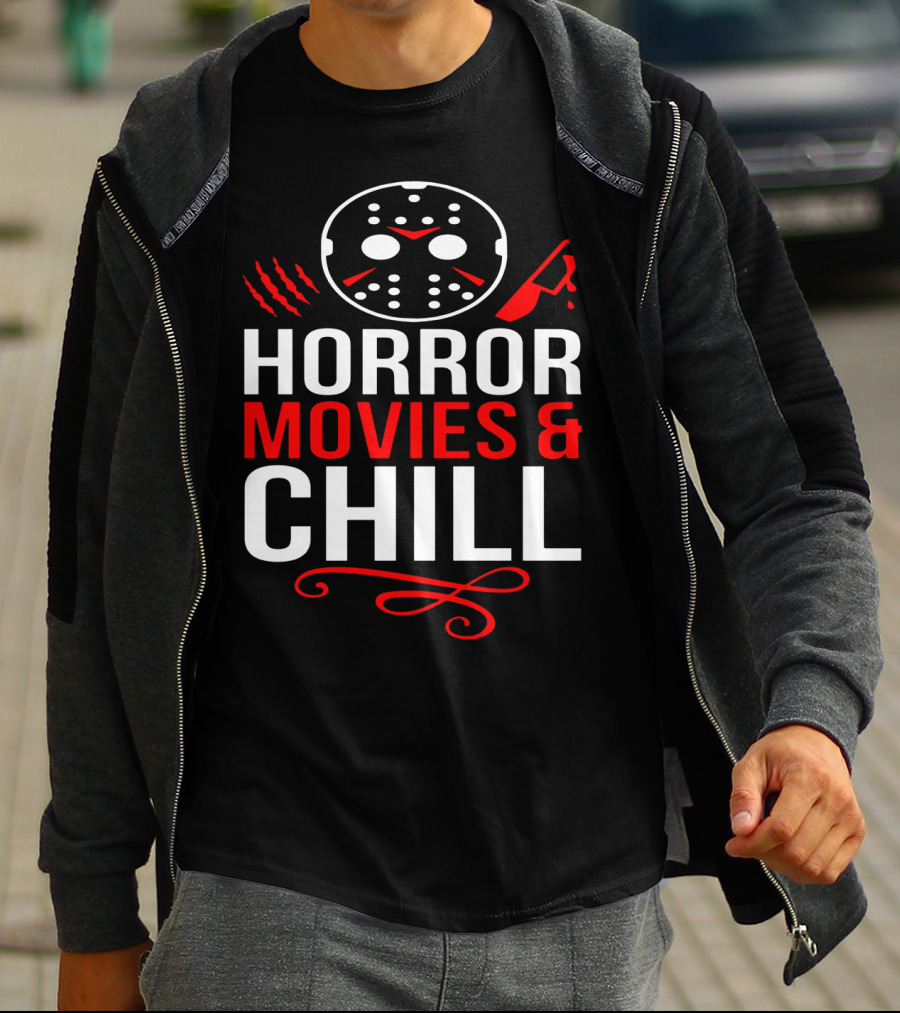 Horror Movies And Chill Hockey Mask Knife Relaxation T-Shirt