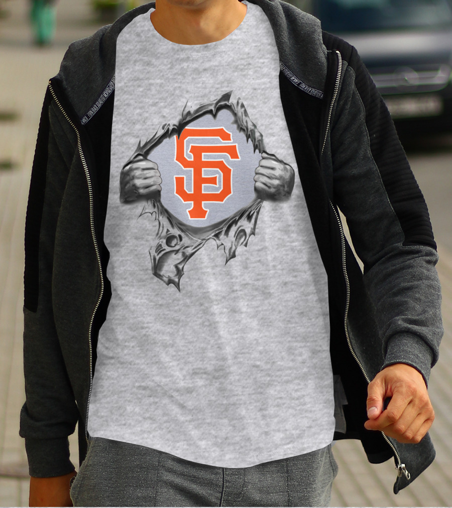 San Francisco Giants Logo Ripping Through Gray T-Shirt