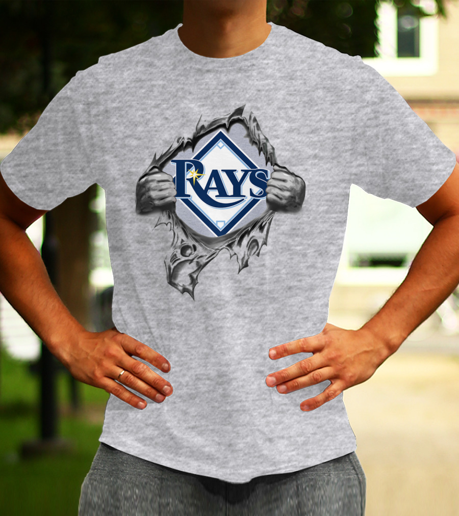 Rays Baseball Logo Torn Metal Effect T-Shirt