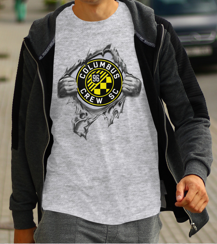 Columbus Crew Sc 96 Soccer Logo Through Metal Rip T-Shirt