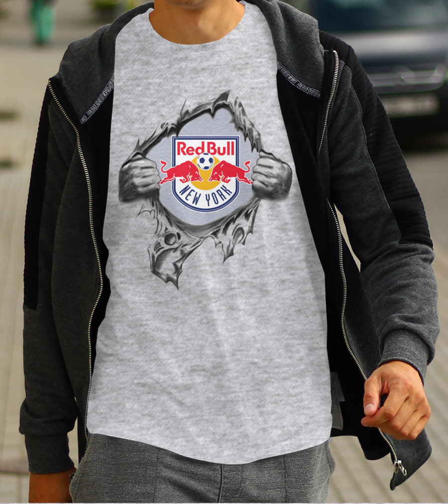 New York Red Bulls Logo With Ripped Effect T-Shirt