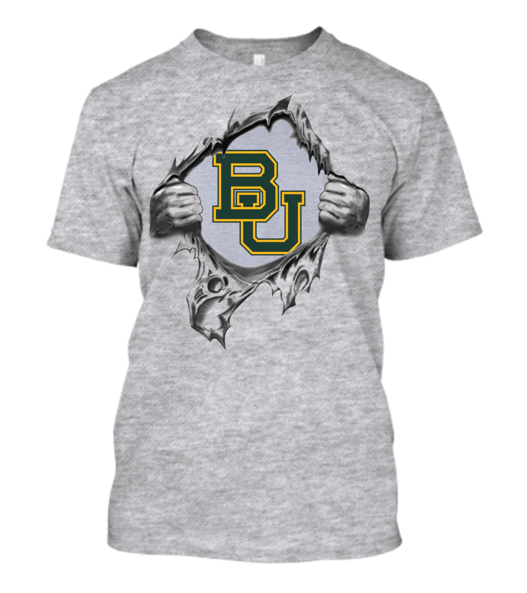 Baylor Bears Bu Logo Ripped Steel T-Shirt