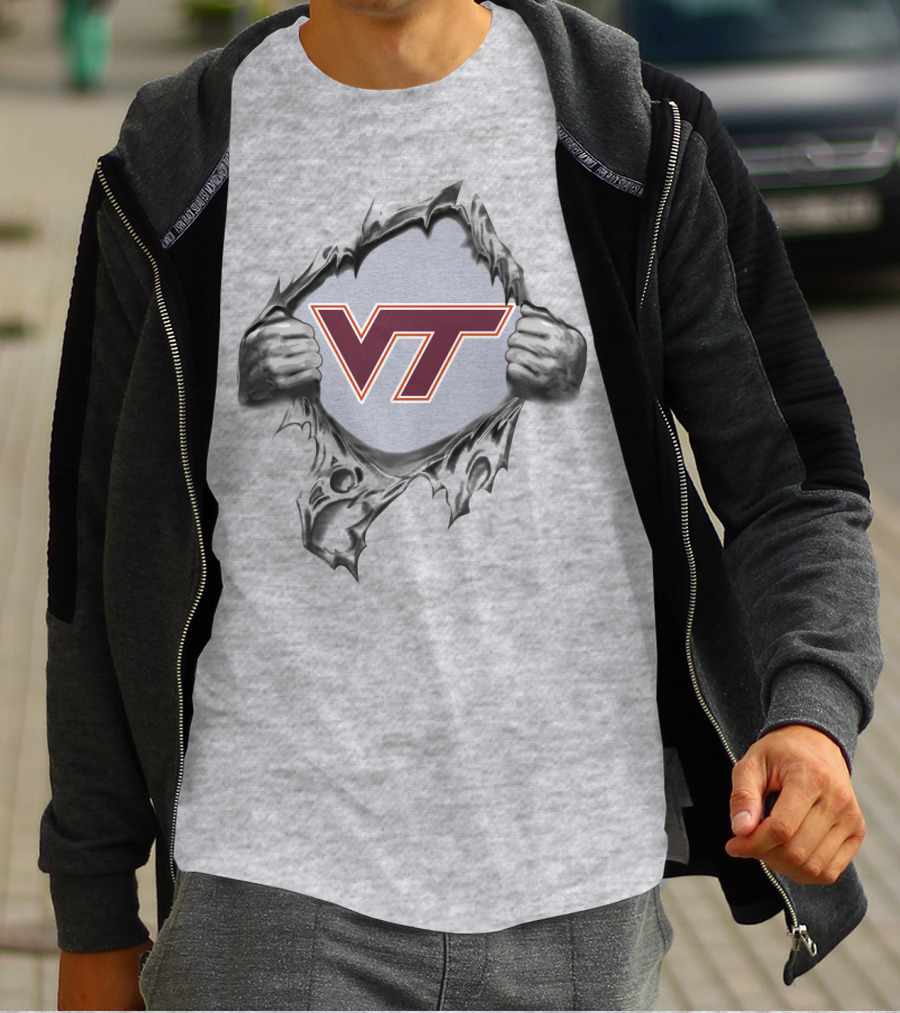 Vt Logo Breaking Through Virginia Tech Hokies T-Shirt