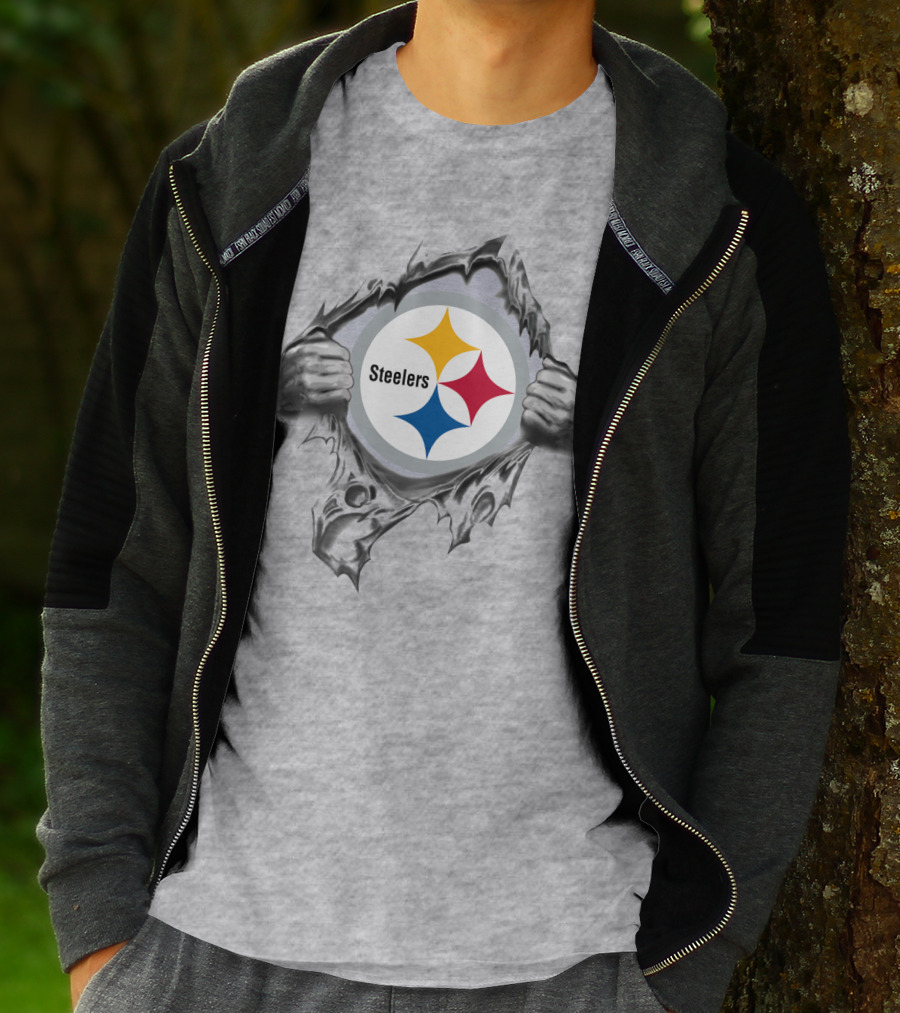 Pittsburgh Steelers Logo With Tearing Hands T-Shirt