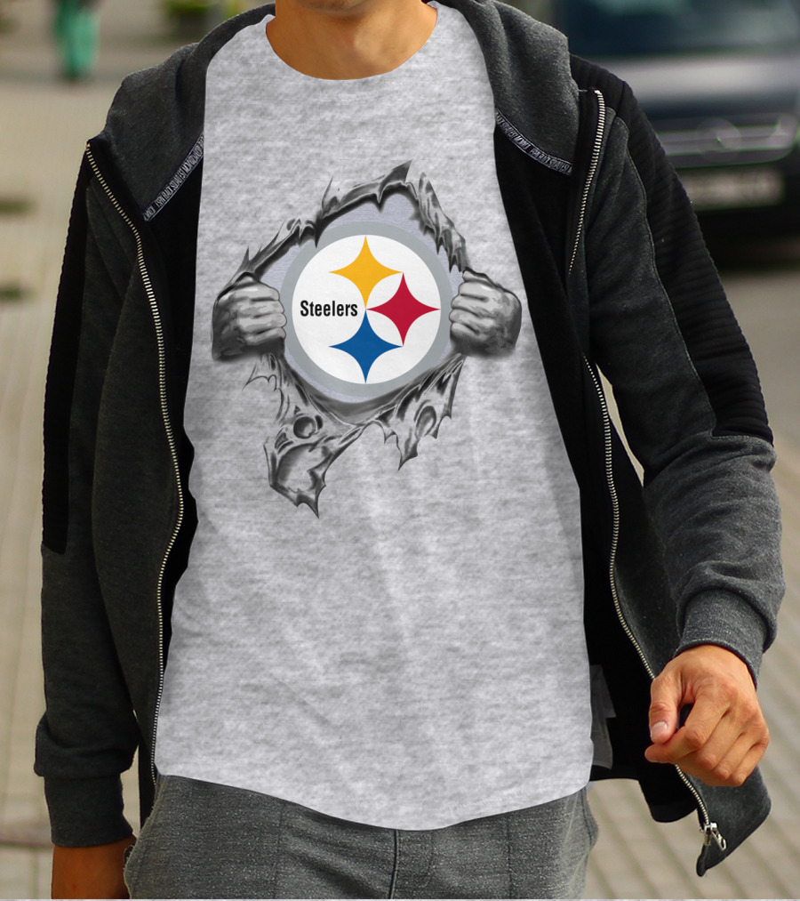 Pittsburgh Steelers Logo With Tearing Hands T-Shirt