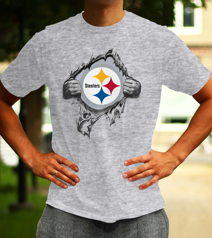 Pittsburgh Steelers Logo With Tearing Hands T-Shirt