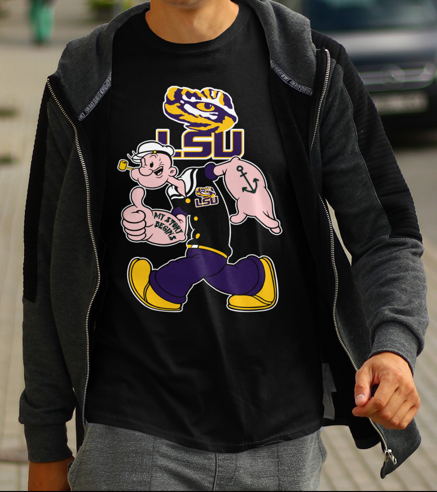 Lsu Tigers My Story Begins Popeye Character Anchors T-Shirt