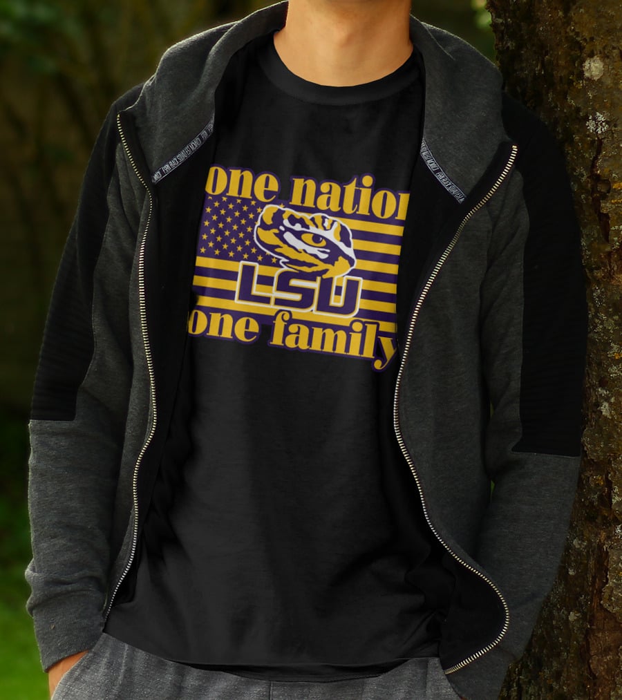 Lsu One Nation One Family Tiger American Flag T-Shirt