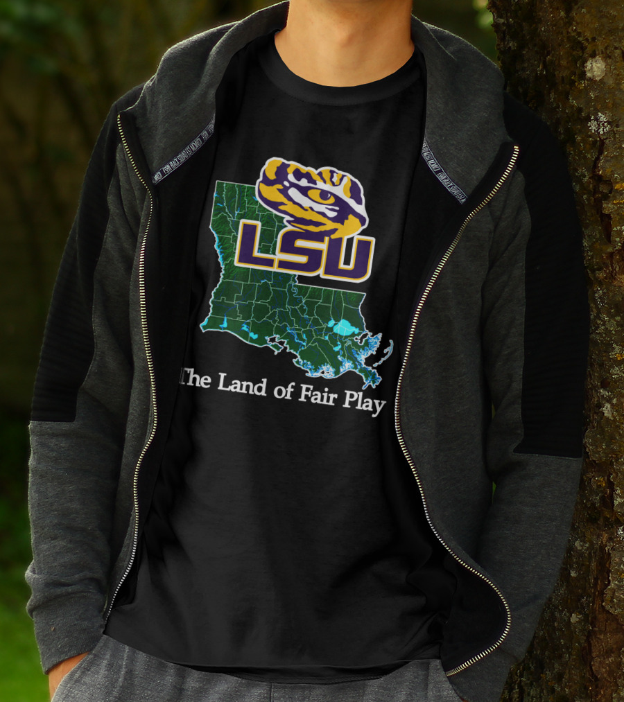 Lsu Tigers The Land Of Fair Play Map T-Shirt