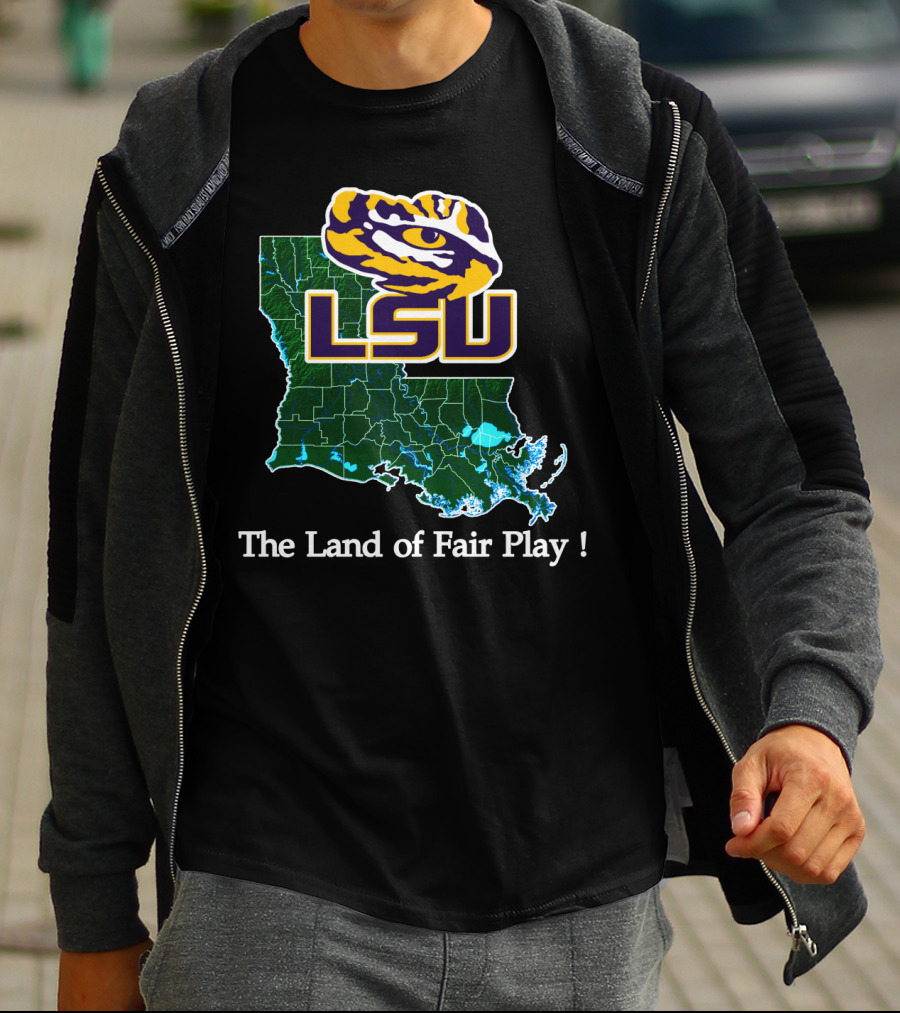Lsu Tigers The Land Of Fair Play Map T-Shirt