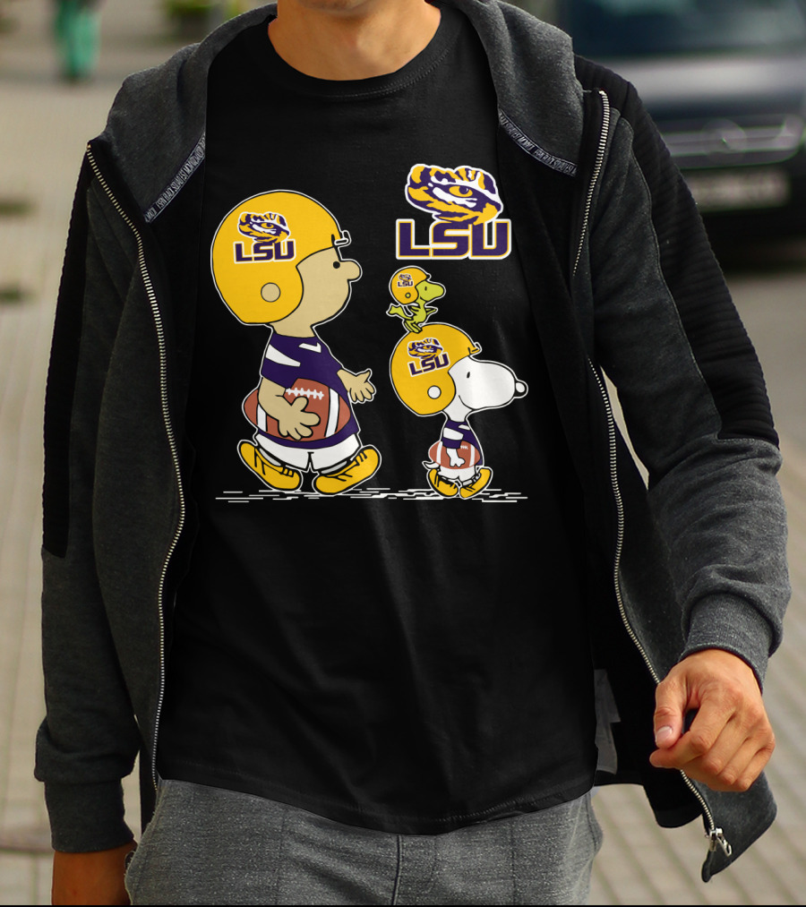 Lsu Tigers Football Peanuts Characters In Helmets T-Shirt