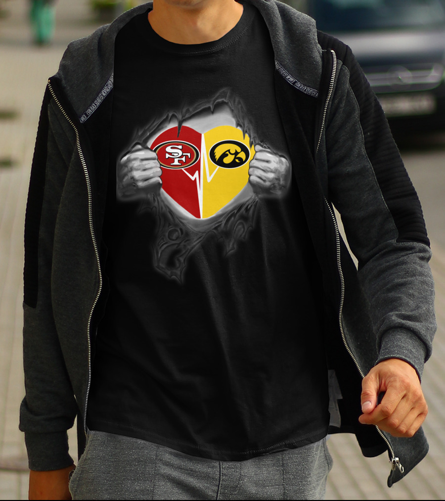 Iowa Hawkeyes San Francisco 49ers Heart Logo Fusion T-Shirt