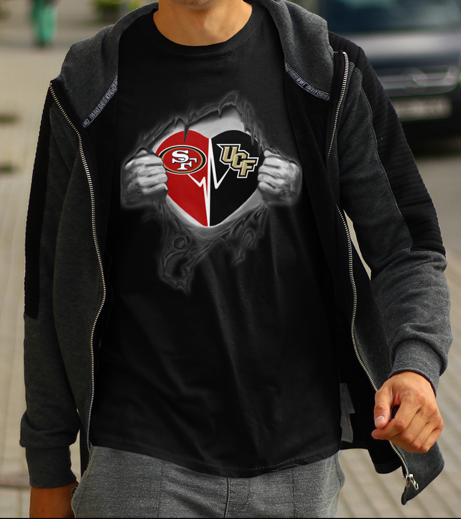 Ucf Knights San Francisco 49ers Split Heart T-Shirt