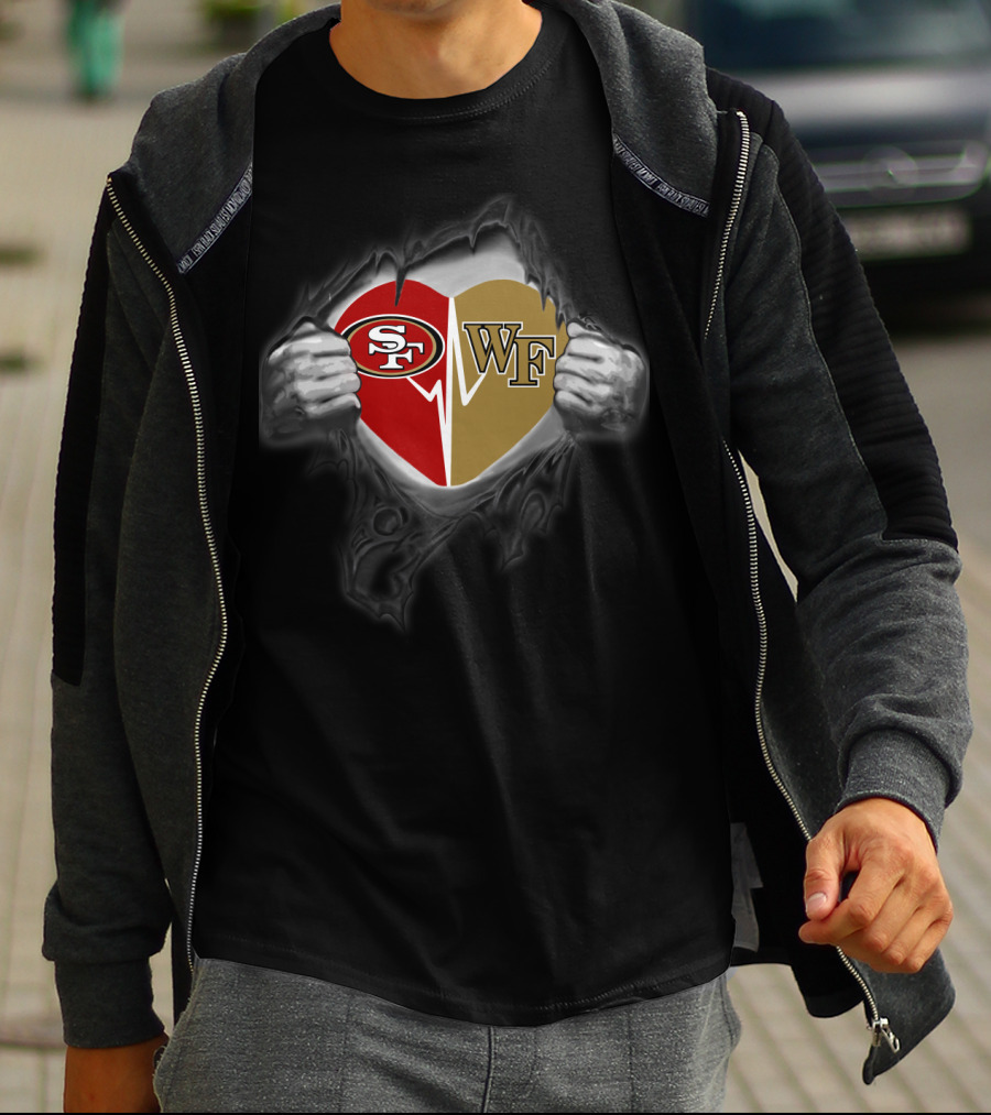 San Francisco 49ers Wake Forest Heart Torn Open T-Shirt