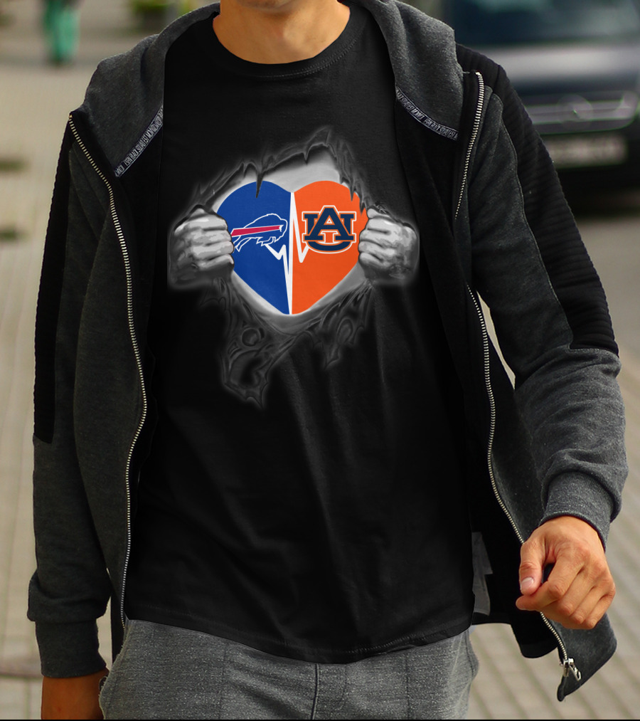 Buffalo Bills Auburn Tigers Heart Fusion T-Shirt