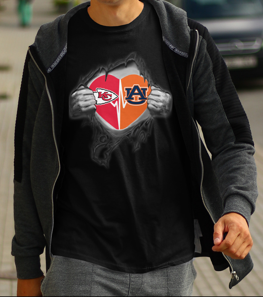 Kansas City Chiefs Auburn University Heartbeat T-Shirt