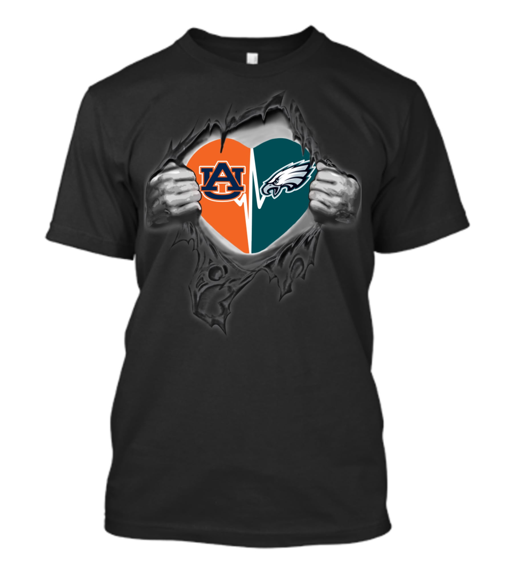 Auburn Tigers Philadelphia Eagles Heart Split T-Shirt