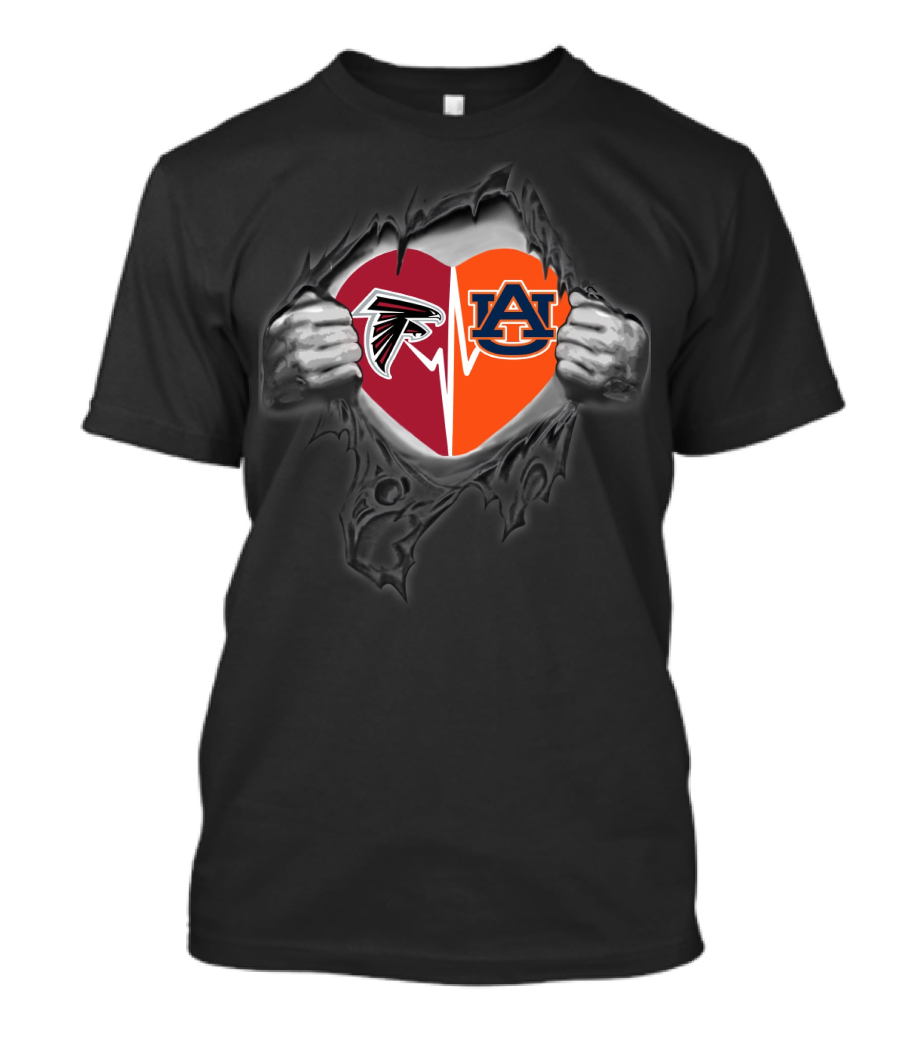 Atlanta Falcons Auburn Tigers Heart Split T-Shirt