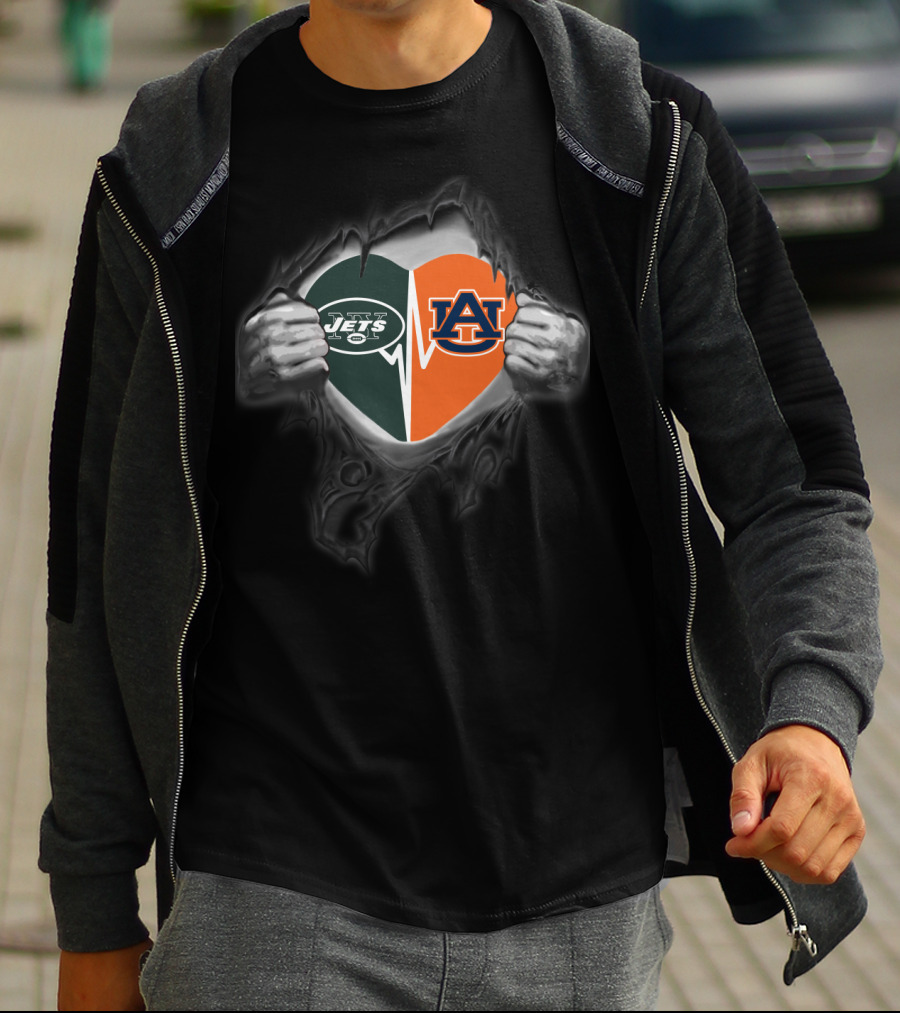 Jets Auburn Heart Rip T-Shirt