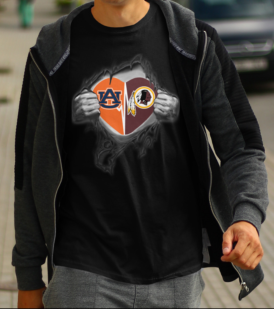 Auburn Tigers Washington Redskins Heart T-Shirt