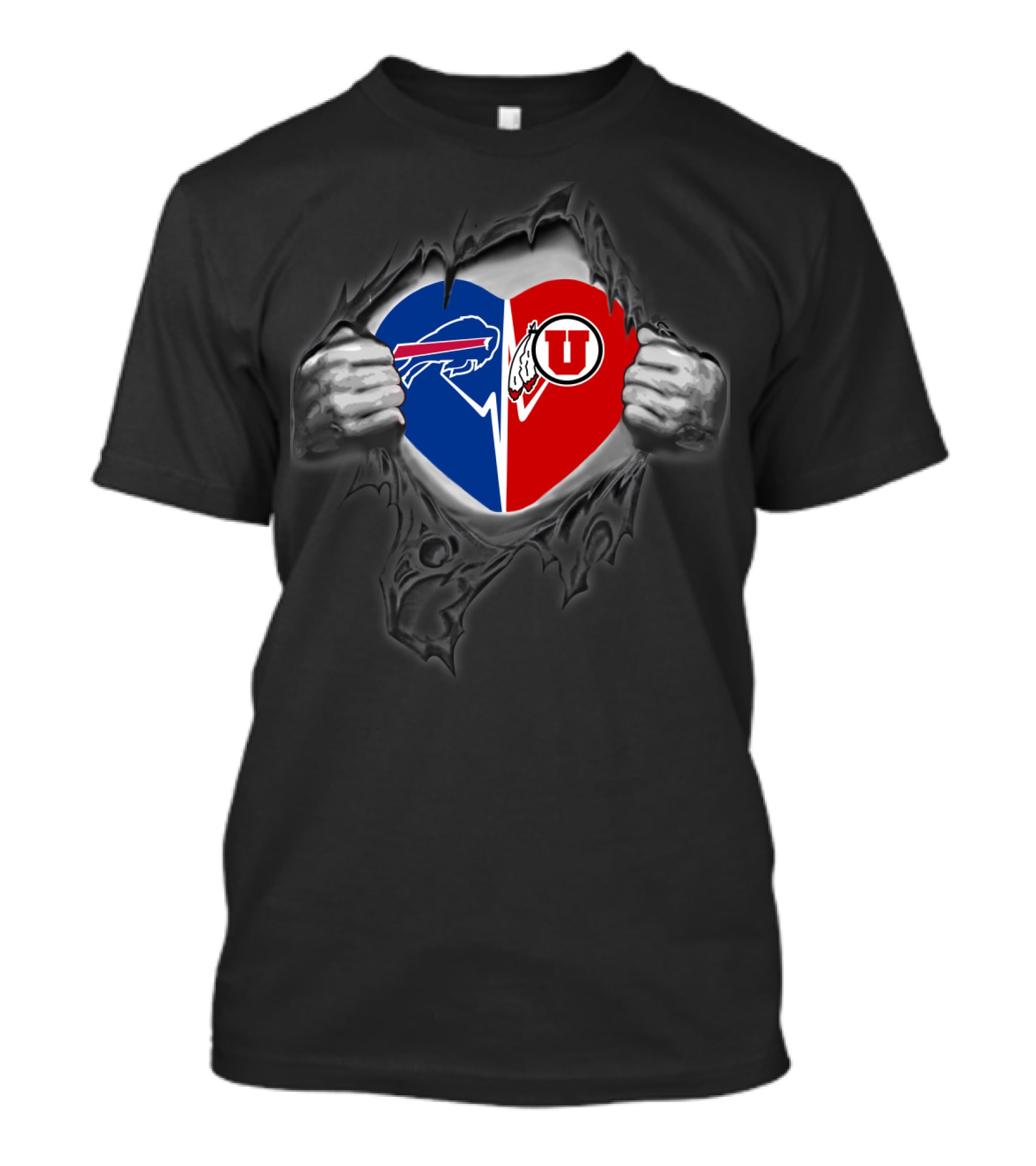 Buffalo Bills Utah Utes Heart Tear T-Shirt