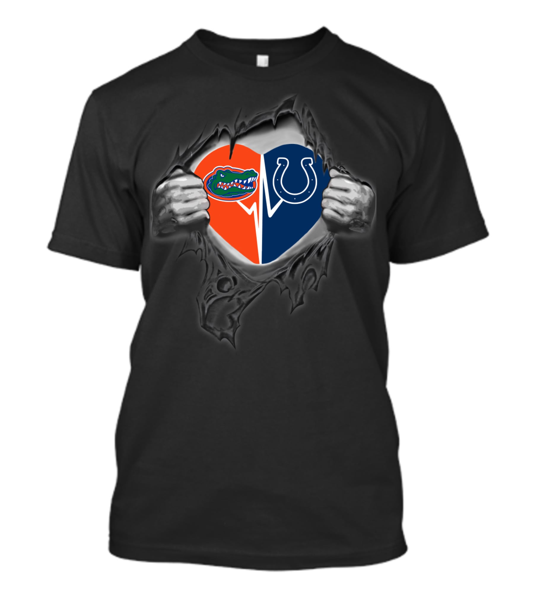 Florida Gators And Indianapolis Colts Heart Logo Fusion T-Shirt