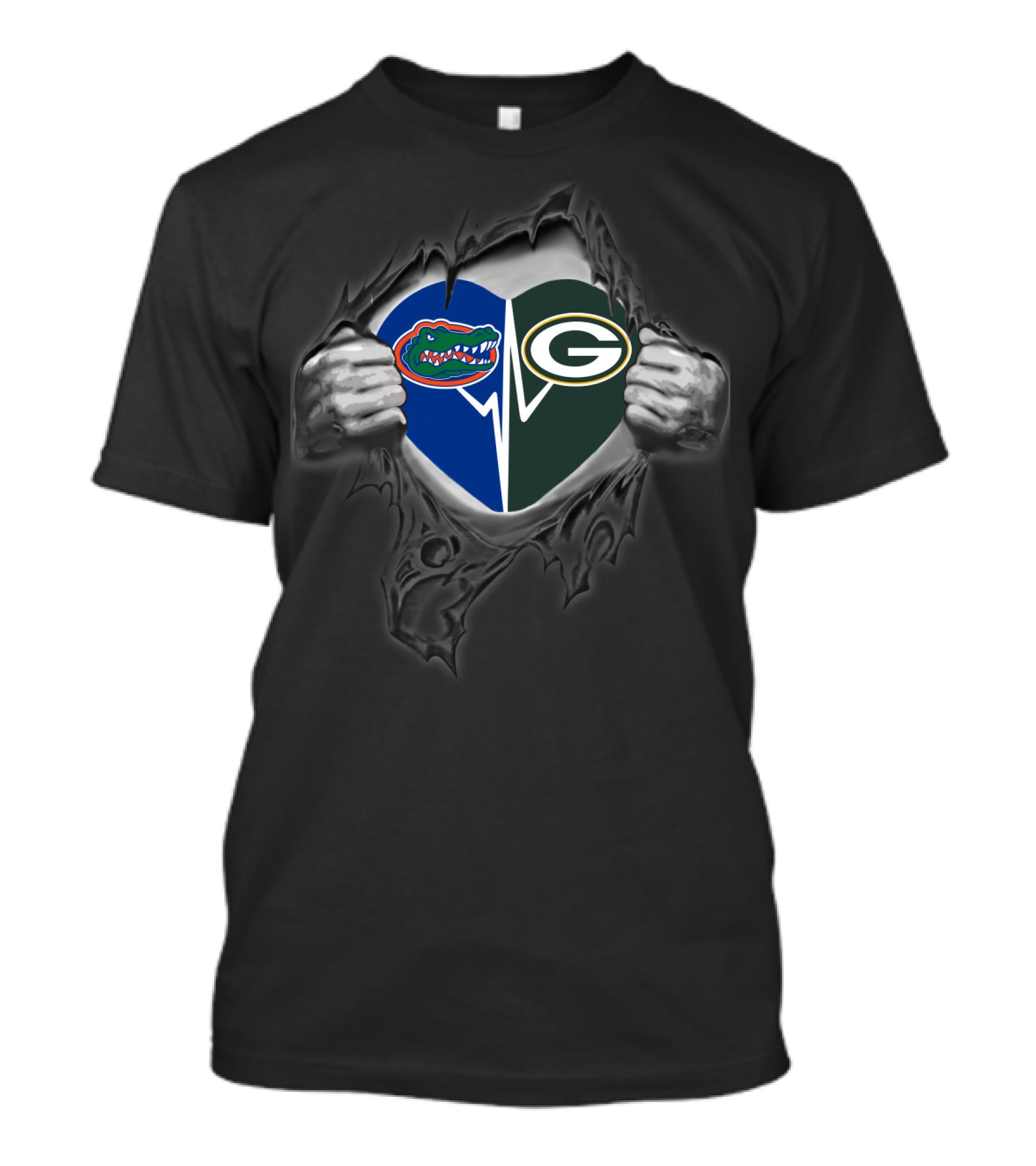 Packers Gators Heart Logo Fusion T-Shirt