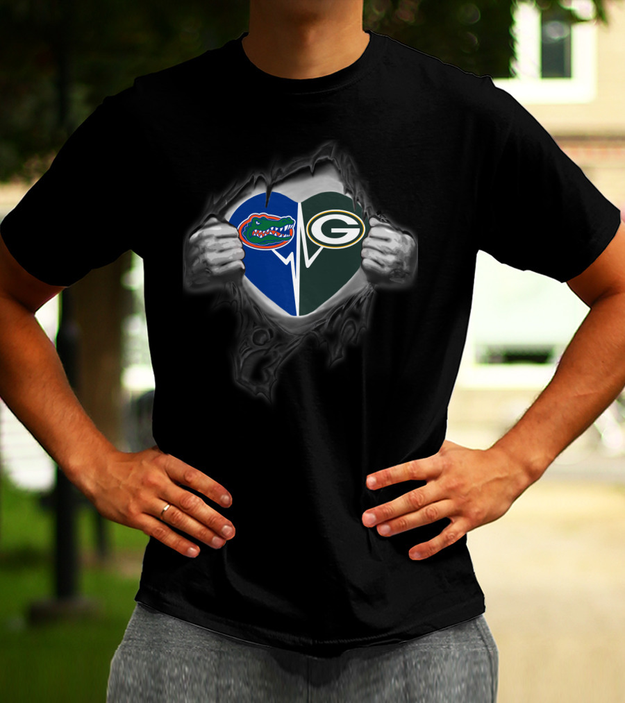 Packers Gators Heart Logo Fusion T-Shirt