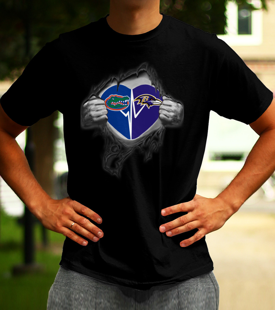 Ravens Gators Heart Logo Mashup T-Shirt