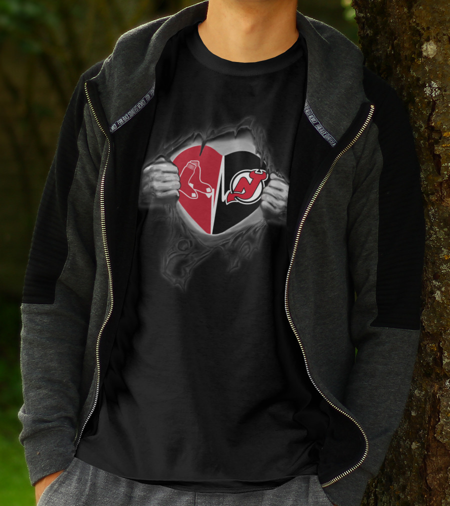 Red Sox New Jersey Devils Heart T-Shirt