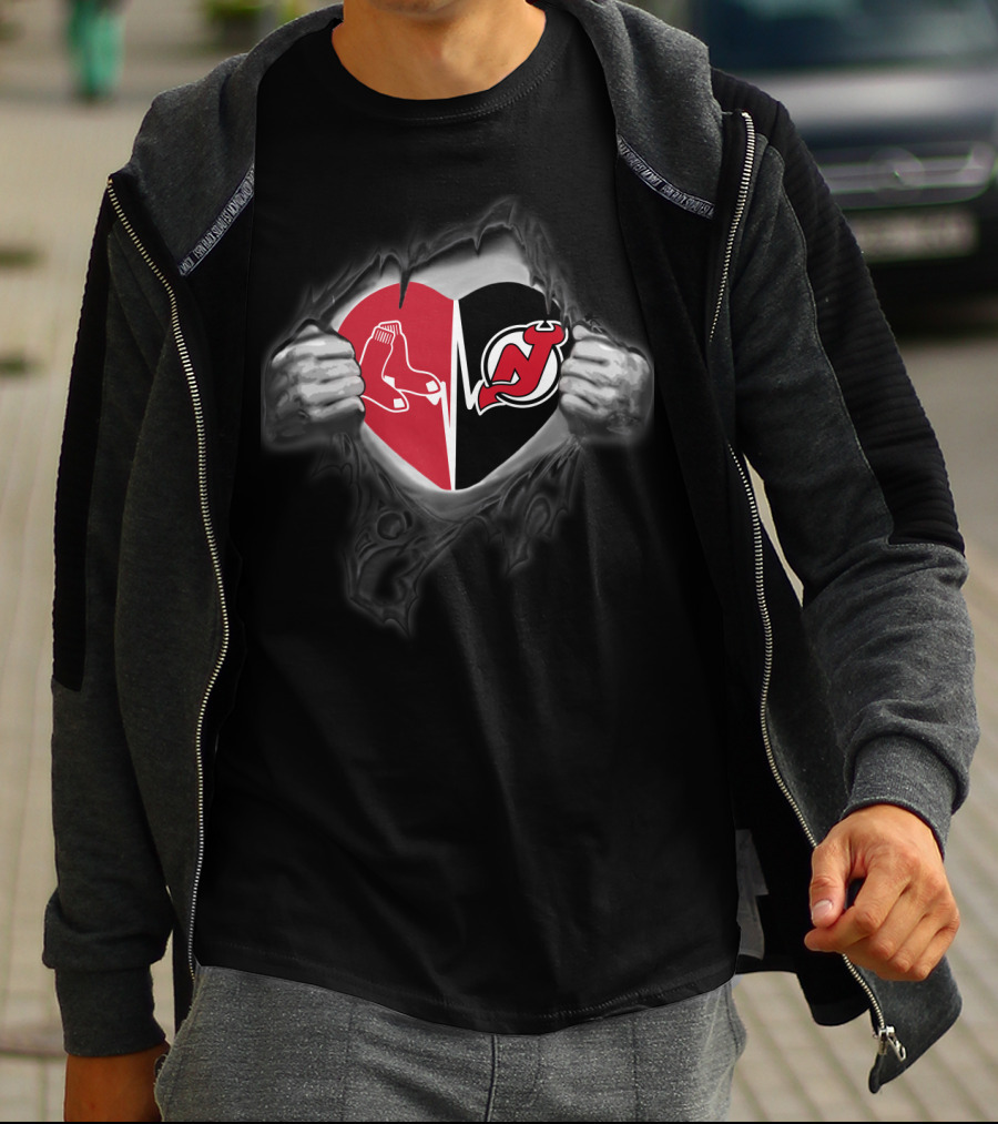 Red Sox New Jersey Devils Heart T-Shirt