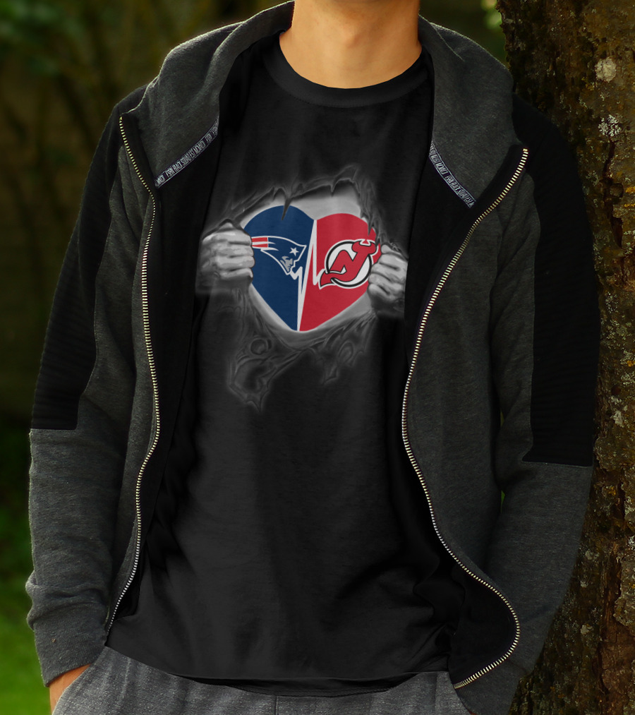 Patriots And New Jersey Devils Heart T-Shirt