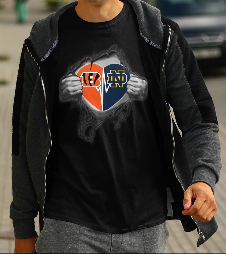 Bengals Notre Dame Heart Logo Fusion T-Shirt