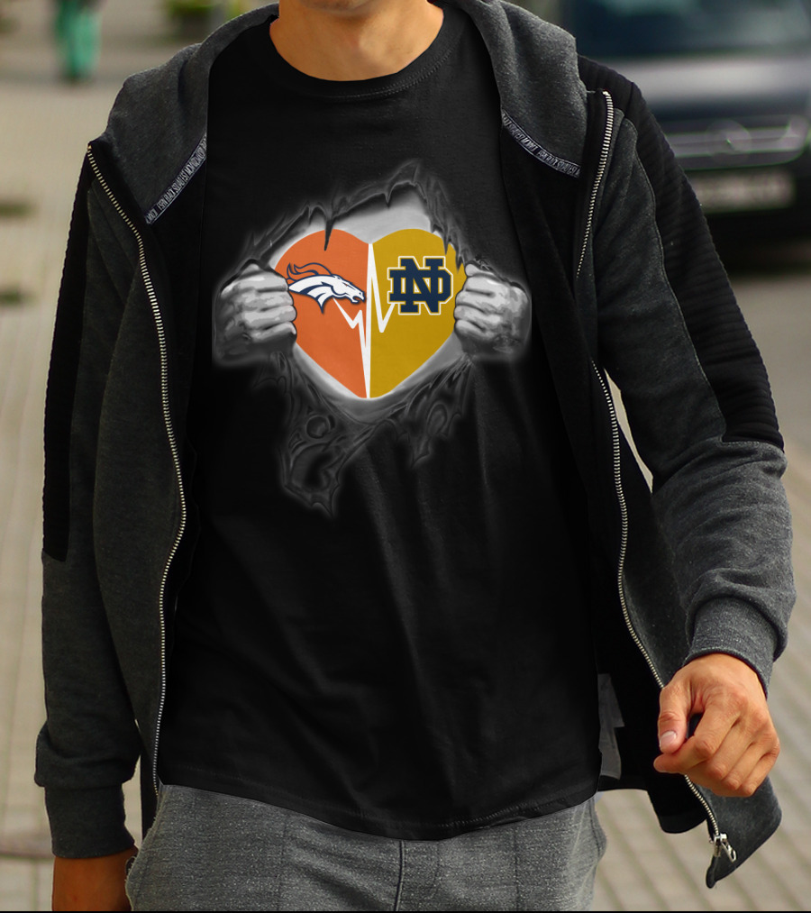 Broncos Notre Dame Heart Logo Fusion T-Shirt