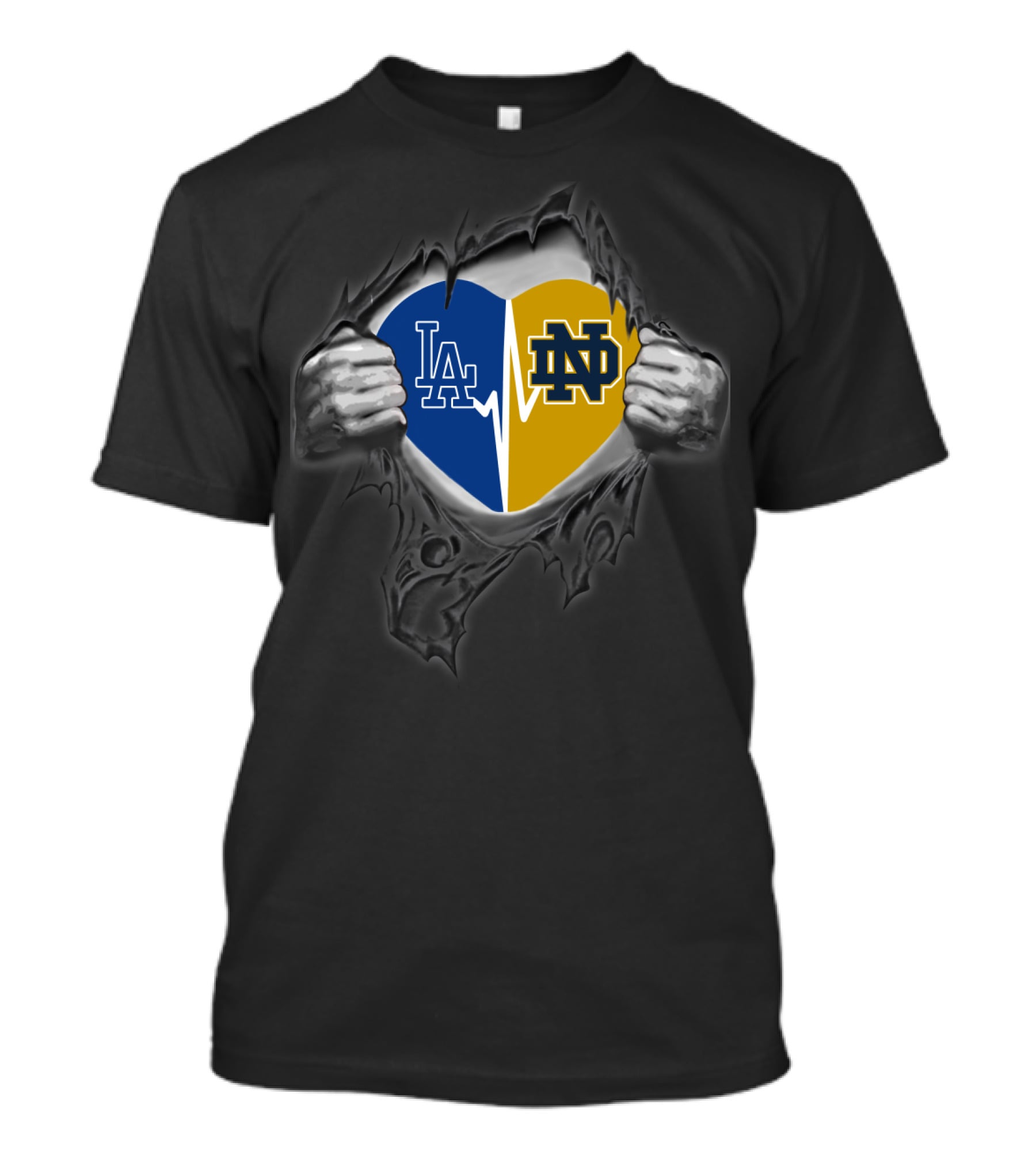 La Dodgers Notre Dame Heart Logo Fusion T-Shirt