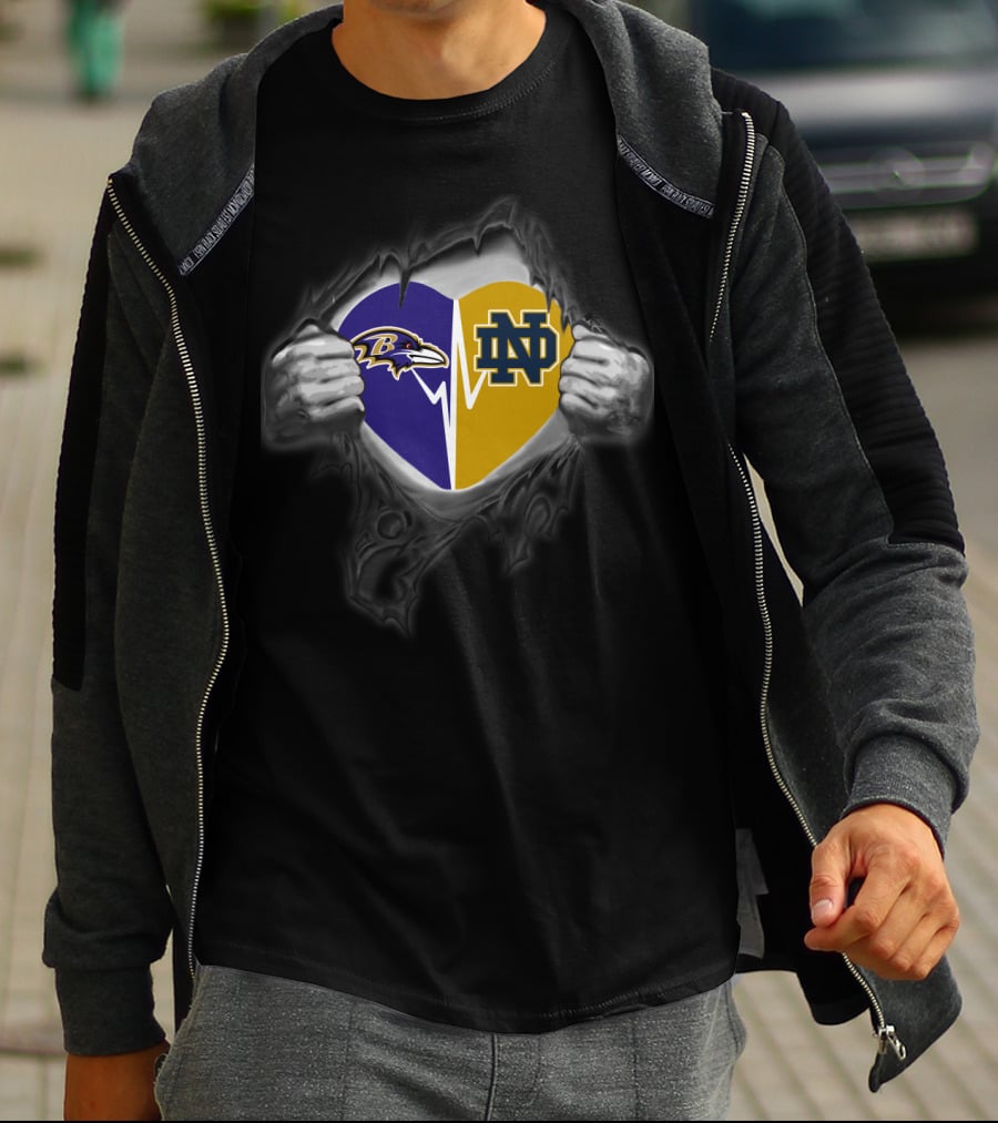 Baltimore Ravens Notre Dame Heart Split T-Shirt